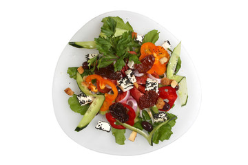 greek salad with tomato, cheese and olives