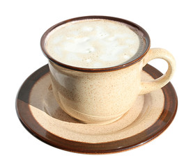 Coffee with a cream on a white background.