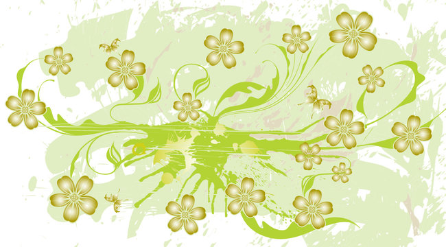 banniere floral verte