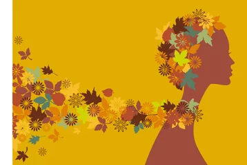  mooi herfstmeisje met bladeren en bloemen © beaubelle