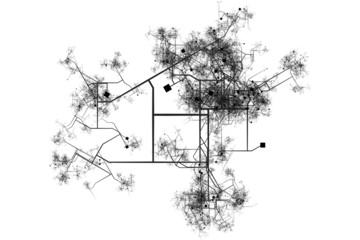 Blueprints Abstract of a City Background in Black and White