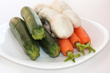 Mixed vegetables top view on white background