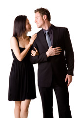 young couple feeling happy and free