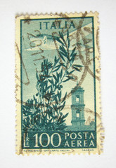 Italy postage stamp on white background