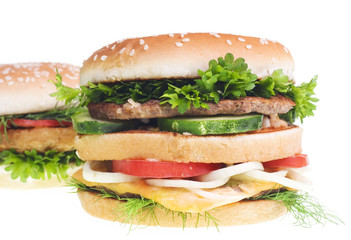 Cheeseburger isolated on white background