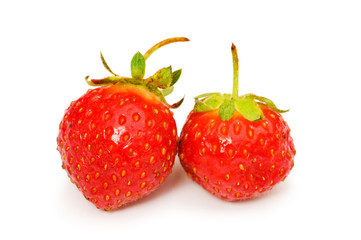 Red strawberries isolated on the  white background