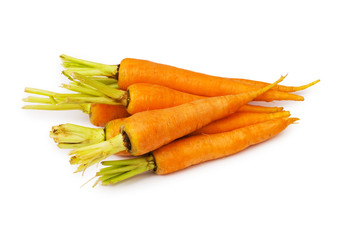 Fresh carrots isolated on the white background