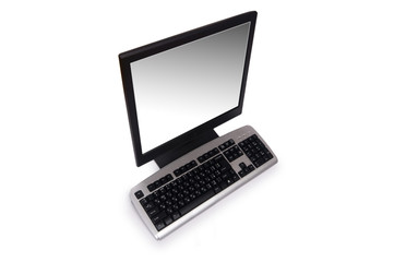 Computer with flat screen isolated on white