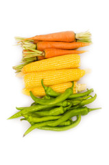 Various vegetables isolated on the white background