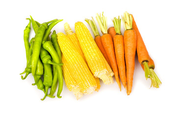 Various vegetables isolated on the white background