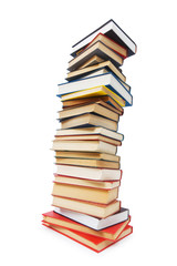 Stack of books isolated on the white background
