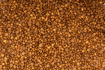 Close up of freshly roasted coffee beans