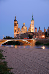 Fototapeta premium View of Pilar's Cathedral and Ebro river, Saragossa, Spain
