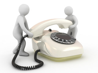 telephone and people on white background