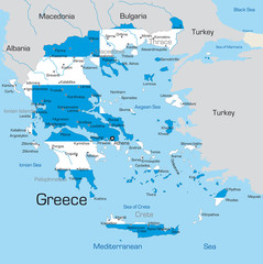 Map of Greece country coloured by national flag