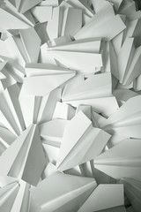 Beautiful concept background with many white paper planes