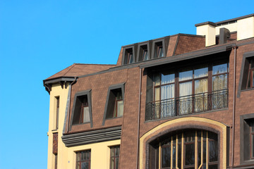 Modern a vein the house on a background of the dark blue sky