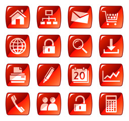 Web icons, buttons. Red series
