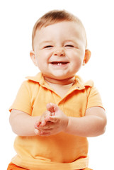 Smiling baby isolated over white