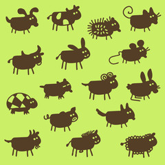 farm animals - silhouettes