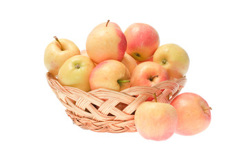 apples in basket isolated on white background