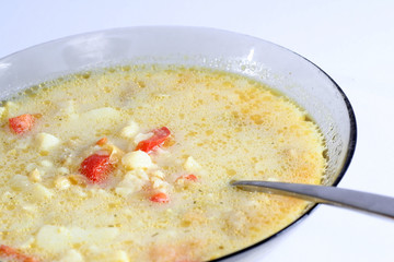 Vegetable soup in a bowl.