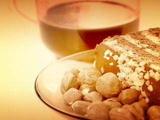 Almond cake with chocolate stuffing