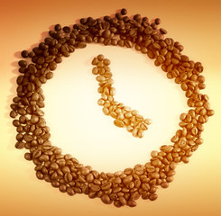 Claock made from coffee beans