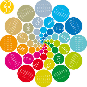 Colorful And Rotating Calendar For 2009.