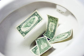 A lot of money is flushed down the toilet.