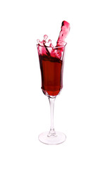 Red wine splash isolated on white background