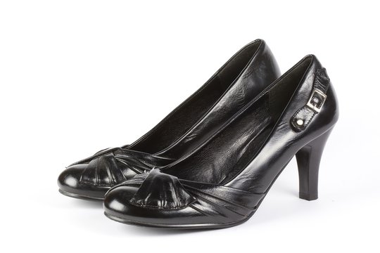 Black Feminine Loafers on High Heel