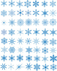 Set of 56 blue snowflakes