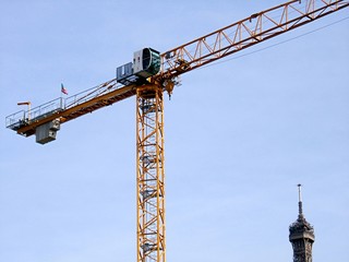 Grue près de la Tour Eiffel