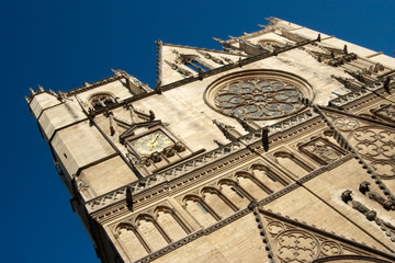 The gothic Saint Jean cathedral in Lyon (France)