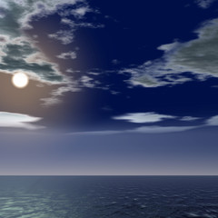 月明かりと海