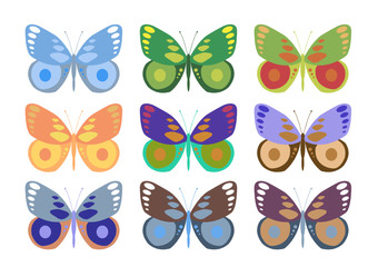 Obraz na płótnie Canvas a set of colorful butterflies