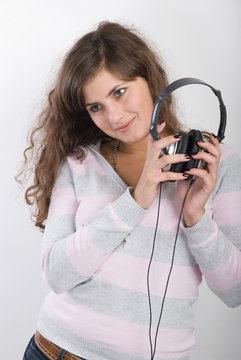 Girl is listening the music