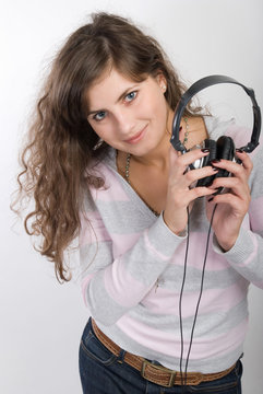 Girl is listening the music