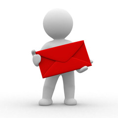 3d postman with big red envelope