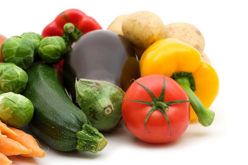 fresh vegetables on white background