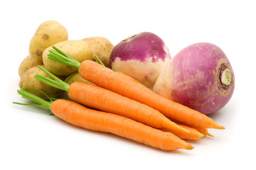 fresh vegetables on white background