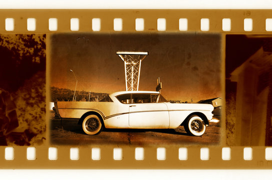 Old 35mm Frame Photo With Usa Retro Car