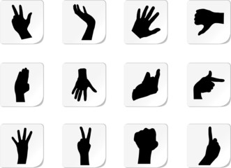 Hand set. Set of 12 round vector buttons for web