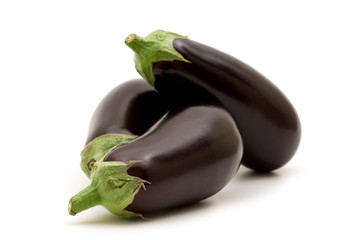 fresh aubergine on white background