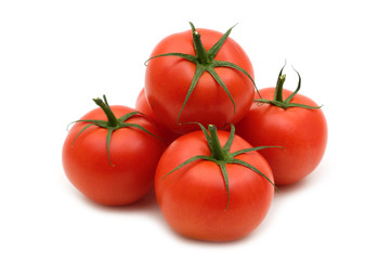 fresh tomatoes on white background