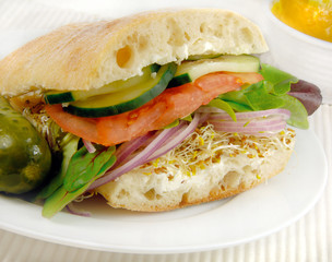 Healthy vegetarian sandwich with various vegetables