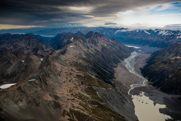aerial view of mt. cook national park, new zealand