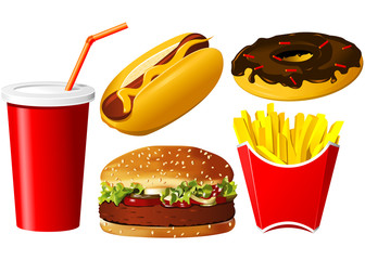 Fast food icon set