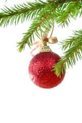 Obraz na płótnie Canvas Christmas tree ornaments, white background